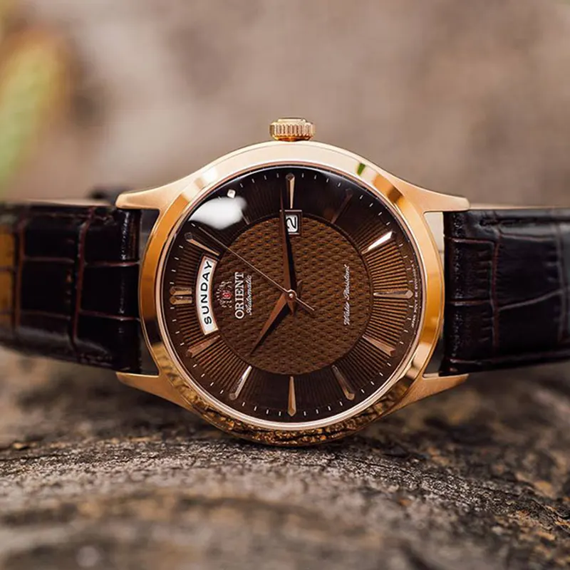 Orient Classic Day Date Brown Dial Automatic Men's Watch- FEV0V002TH